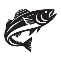 poisson silhouette illustration, noir Couleur poisson silhouette isolé blanc Contexte vecteur