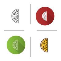 la moitié de l'icône de pizza. design plat, styles linéaires et de couleur. signe de pizzeria. illustrations vectorielles isolées vecteur