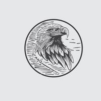 Aigle oiseau main tiré logo icône vecteur
