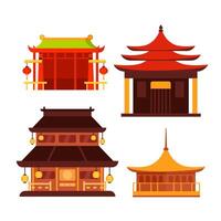 traditionnel chinois bâtiments. Chine ville ville. Japon bâtiment architecture vecteur