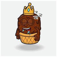 la glace crème avec sommeil expression. mascotte dessin animé personnage pour saveur, souche, étiquette et emballage produit. vecteur