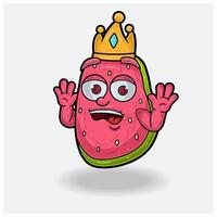 goyave fruit avec sous le choc expression. mascotte dessin animé personnage pour saveur, souche, étiquette et emballage produit. vecteur