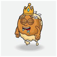 crêpe avec sommeil expression. mascotte dessin animé personnage pour saveur, souche, étiquette et emballage produit. vecteur