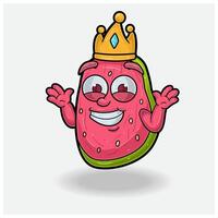 goyave fruit avec ne pas connaître sourire expression. mascotte dessin animé personnage pour saveur, souche, étiquette et emballage produit. vecteur