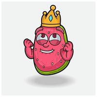 goyave fruit avec content expression. mascotte dessin animé personnage pour saveur, souche, étiquette et emballage produit. vecteur