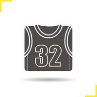 icône de glyphe de chemise de joueur de basket-ball. symbole de silhouette d'ombre portée. espace négatif. illustration vectorielle isolée vecteur