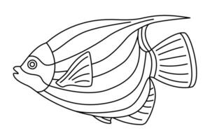 tropical poisson. Facile main dessiné. isolé sur blanc Contexte. griffonnage poisson ligne art dessin. art thérapie coloration page pour des gamins et adultes. noir et blanc illustration vecteur