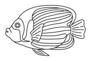 tropical poisson. Facile main dessiné. isolé sur blanc Contexte. griffonnage poisson ligne art dessin. art thérapie coloration page pour des gamins et adultes. noir et blanc illustration vecteur