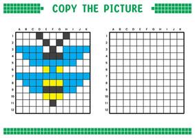 copie le image, Achevée le la grille image. éducatif feuilles de travail dessin avec carrés, coloration cellule domaines. enfants préscolaire activités. dessin animé, pixel art. mon chéri abeille illustration. vecteur