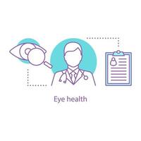 icône de concept d'ophtalmologiste. santé des yeux. illustration de fine ligne idée ophtalmologie. diagnostic et contrôle de la vision. dessin de contour isolé de vecteur