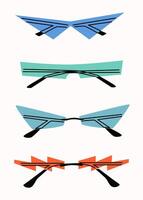 ensemble de divers coloré des lunettes de soleil. été des lunettes de soleil, à la mode monocle cadres. divers formes et modes. exceptionnellement mince lunettes. isolé sur blanc Contexte. vecteur