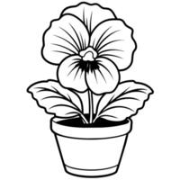 pensée fleur contour illustration coloration livre page conception, pensée fleur bouquet noir et blanc ligne art dessin coloration livre pages pour les enfants et adultes vecteur