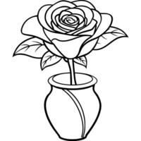 Rose fleur contour illustration coloration livre page conception, Rose fleur noir et blanc ligne art dessin coloration livre pages pour les enfants et adultes vecteur