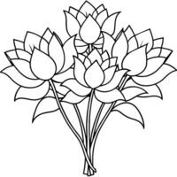 lotus fleur contour illustration coloration livre page conception, lotus fleur noir et blanc ligne art dessin coloration livre pages pour les enfants et adultes vecteur