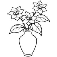 jasmin fleur contour illustration coloration livre page conception, jasmin fleur noir et blanc ligne art dessin coloration livre pages pour les enfants et adultes vecteur
