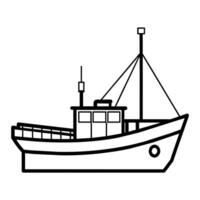 bateau icône illustration ligne art plat style vecteur