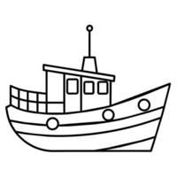 bateau icône illustration ligne art plat style vecteur