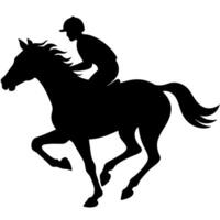 une homme raids cheval silhouette illustration vecteur