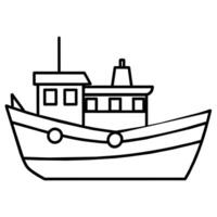 bateau icône illustration ligne art plat style vecteur