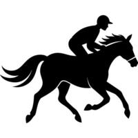 une homme raids cheval silhouette illustration vecteur
