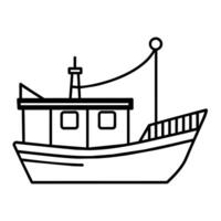 bateau icône illustration ligne art plat style vecteur