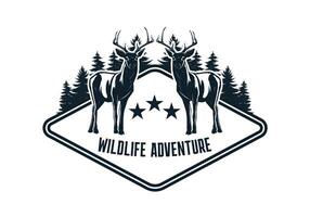 faune aventure logo modèle avec cerf vecteur