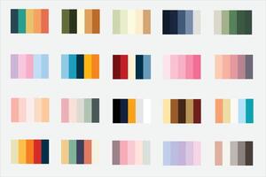 Couleur palettes 2, 20x5 , découvrir 20 ensembles de vibrant Couleur palettes 5 unique couleurs chaque pour élégant dessins lumière, sombre, ancien, rétro inspirations, Nouveau vecteur