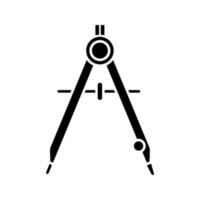icône de glyphe de boussole de dessin. diviseur. rédaction. symbole de silhouette. espace négatif. illustration vectorielle isolée vecteur