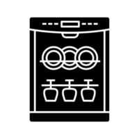 icône de glyphe de lave-vaisselle. symbole de silhouette. nettoyage automatique de la vaisselle et des couverts. appareil de cuisine. restaurant, équipement de café. espace négatif. illustration vectorielle isolée vecteur