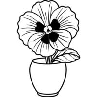 pensée fleur contour illustration coloration livre page conception, pensée fleur bouquet noir et blanc ligne art dessin coloration livre pages pour les enfants et adultes vecteur