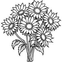 tournesol fleur contour illustration coloration livre page conception, tournesol fleur noir et blanc ligne art dessin coloration livre pages pour les enfants et adultes vecteur