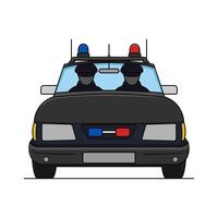 illustration conception de deux police officiers sur patrouille en utilisant une voiture vecteur