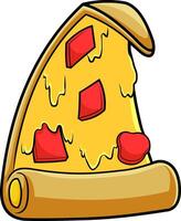 dessin animé Pizza tranche avec salami vecteur