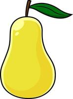 dessin animé poire fruit avec vert feuille vecteur