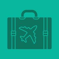 icône de couleur de glyphe de valise de bagage de voyage. symbole de silhouette. valise avec avion. espace négatif. illustration vectorielle isolée vecteur