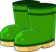 dessin animé paire de vert jardiniers caoutchouc bottes vecteur