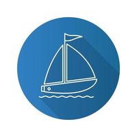 icône de voilier plat linéaire grandissime. yachting. symbole de ligne de vecteur