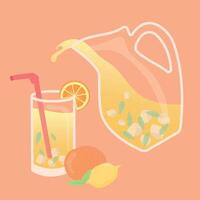 été boisson Orange jus - dans cruche et verre. dessin animé illustration de sucré jus. refroidissement été non alcoolique boisson faire la fête. Icônes ou menu concept. vecteur