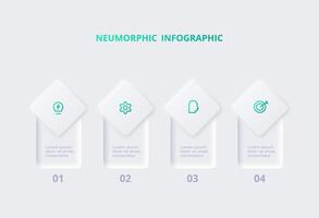 neumorphique organigramme infographie. Créatif concept pour infographie avec 4 pas, choix, les pièces ou processus. modèle pour diagramme, graphique, présentation et graphique. vecteur