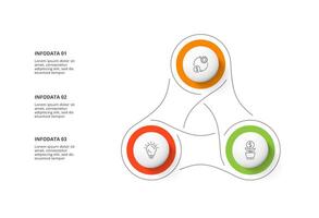 Créatif concept pour infographie avec 3 pas, choix, les pièces ou processus. affaires Les données visualisation. vecteur