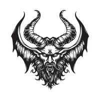diable tête ou Lucifer illustration conception image sur blanc Contexte vecteur