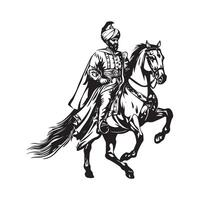 turc guerrier sur cheval image conception sur blanc Contexte vecteur