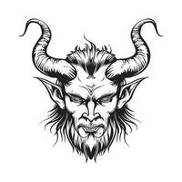diable tête ou Lucifer illustration conception image sur blanc Contexte vecteur