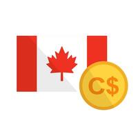 canadien drapeau et canadien dollar icône ensemble. vecteur