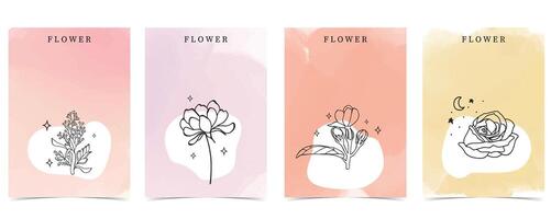 fleur Contexte avec lavande, rose, jasmin, magnolia.illustration pour a4 page conception vecteur