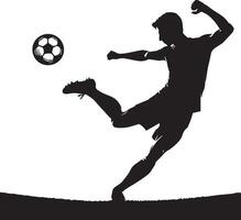 une homme silhouette football joueur ou Football joueur coups de pied Football isolé sur blanc Contexte. vecteur