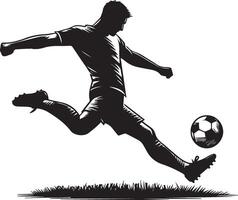 une homme silhouette football joueur ou Football joueur coups de pied Football isolé sur blanc Contexte. vecteur