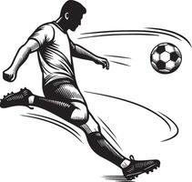 une homme silhouette football joueur ou Football joueur coups de pied Football isolé sur blanc Contexte. vecteur