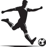 une homme silhouette football joueur ou Football joueur coups de pied Football isolé sur blanc Contexte. vecteur