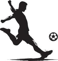 une homme silhouette football joueur ou Football joueur coups de pied Football isolé sur blanc Contexte. vecteur